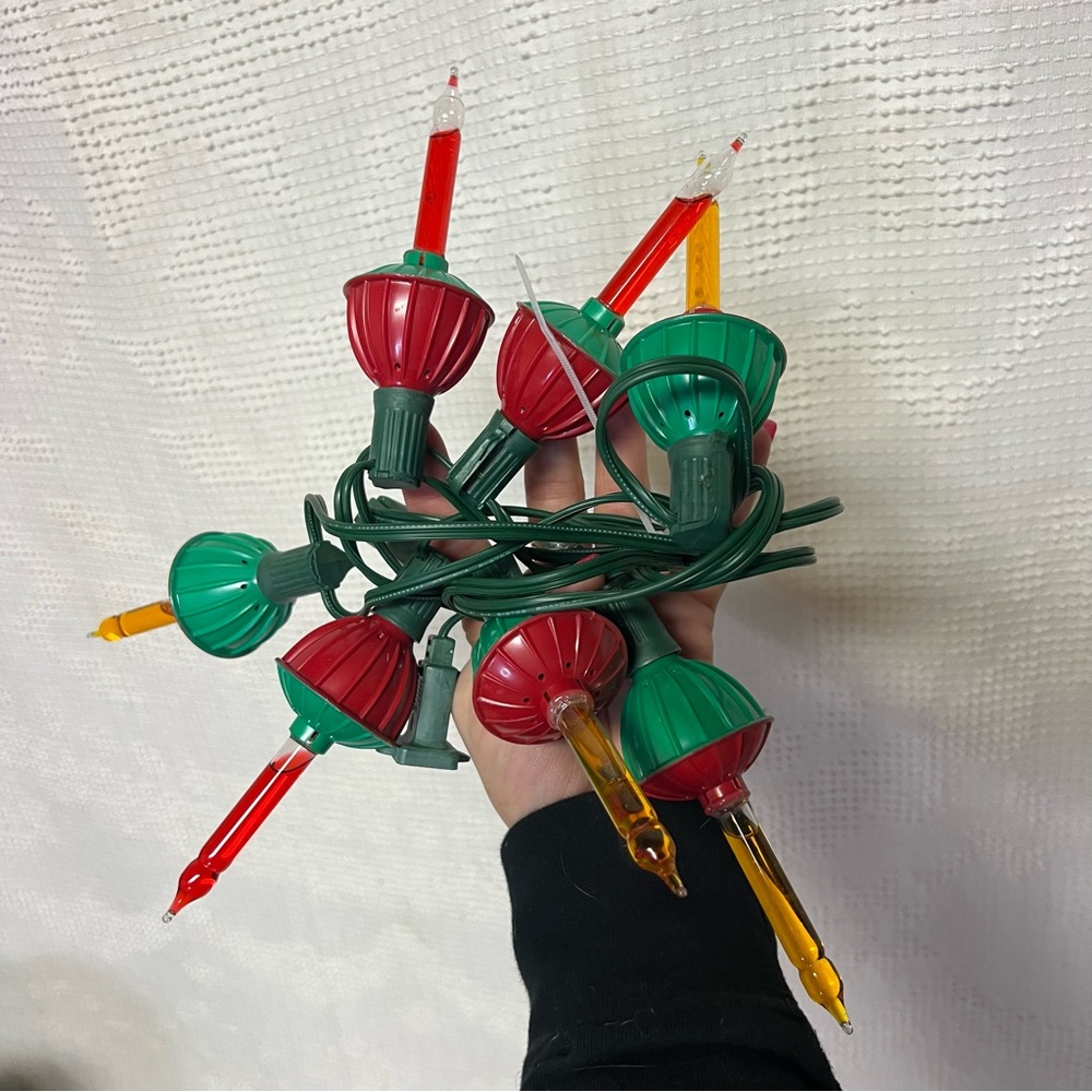 Vintage Christmas Bubble Lights Set 7 with cord - works red green holiday